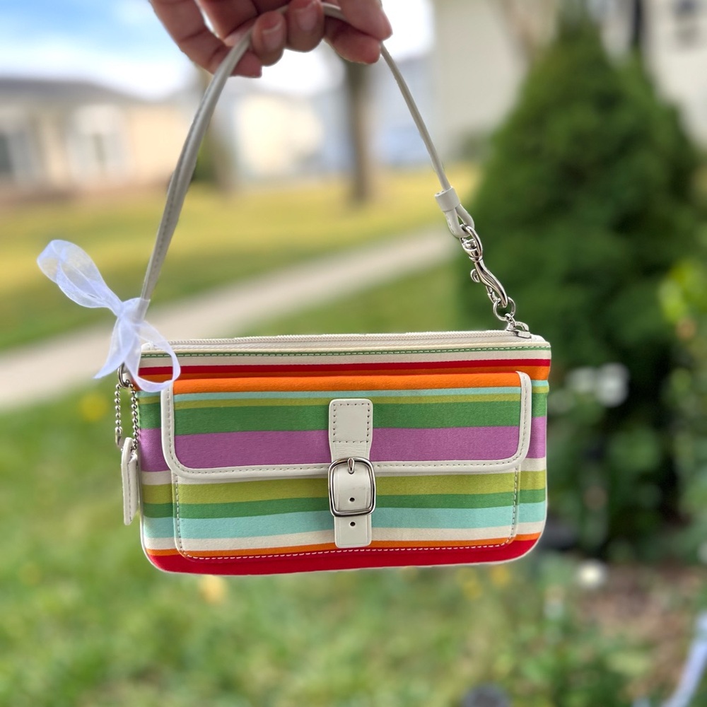 Coach Multicolor Striped Wristlet 🌈